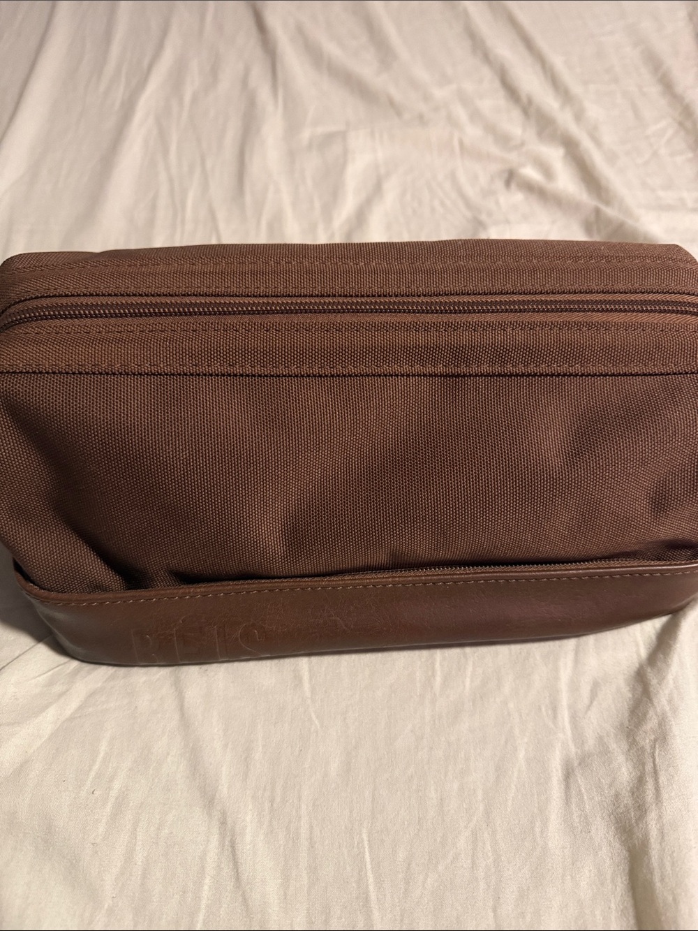 BEIS set Brown Canvas Cosmetic Case with Leather-Trim